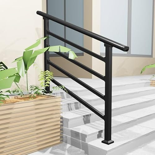 Verstellbare Stahltreppe il für 2 oder 4 Stufen Außentreppe Geländer Veranda Handlauf mit Montagesatz 140 cm verzinkter Stahl