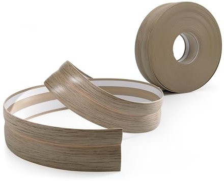 Quest Weichsockelleiste Selbstklebend 32 mm x 23 mm - PVC Sockelleiste, Abschlussleiste - Knickleiste für Innenbereich, Wand, Boden - Flexibel, Dicht, Dekorativ (Esche Dunkel, 15m)