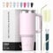 WATERSY Travel Mug Coffee Cup 20oz Tumbler Straw Lid and Handle, Stainless Steel Double Wall Vacuum Insulated Coffee Water Bottle Thermal for Cold Hot Coffee 591ml Rose Quartz