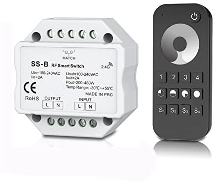 NLNGZKZFNF LED Triac Dimmer 10 0V-240V Tension d'entrée; Sortie 4 Zones 2.4GHz RF Télécommande sans Fil Rt6 Poussez la bulbe DIMB sur Interrupteur Off Variateur