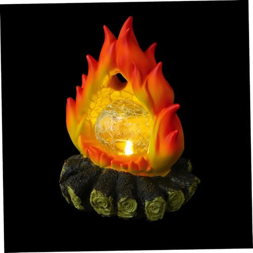 NUOBESTY Solar Flammenlicht Künstliche Lagerfeuerscheite Led-nachtlicht Mit Realistischem Flammeneffekt Für Außen Und Innenbereich Solarenergiebetrieben Robustes Harz Für Halloween Weihnach
