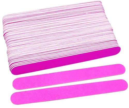 Disposable Double Sided Nail Files, 100/180 Grit Wooden Nail File | Professional Fingernail Buffers Styling Tools Manicure Tools Toenail Grinding Files Pet Grooming Tool (Rose Red, 50Pcs)