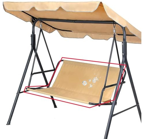 Replacement Swing Seat Cover, Durable 600D Oxford Fabric Garden Swing Chair Cover Outdoor, for 2 and 3 Seater Swing Chair for Outdoor Porch Garden Yard Swings (Beige,127×48×52cm)