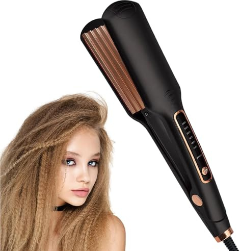 DSXVJHD Hair Crimper for Women, Professional Hair Curler, Ceramic Crimper Wave Curling with 6 Adjustable Temperatures, Iron Wand Wet Dry Styling Tool for Fluffy, Corn, Perm, Waves, Straight Hairstyle