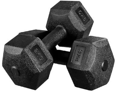2x 5kg Kurzhantel-Set - Professionelle Hanteln aus PVC/Beton für Krafttraining, rutschfester Griff (27,5cm Länge), ideal für Home-Workout & Fitnessstudio (schwarz)