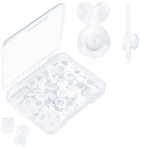 REVEMCN Clear Silicone Earring Backs for Droopy Ears, Comfortable Acrylic Earring Lifters Backs for Heavy Stud Support, Replacement Earring Stoppers for Women
