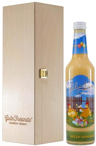 Goldene Henne Eierlikör 0,7L mit Geschenk-Holzkiste