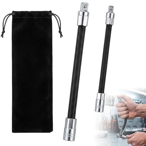 2 PCS Flexible Socket Extension, 3/8 and 1/4Inch Impact Driver Flexible Screwdriver Extension Bar Set