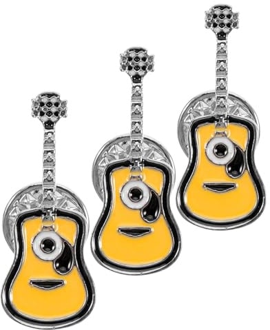 Retro Gitarren Brosche Punk Anstecknadel 3 Stück Gelb Legierung | Feine Verarbeitung, Modischer Glanz, Dezente Form, für Alltag und Weihnachten, Leicht zu Kombinieren