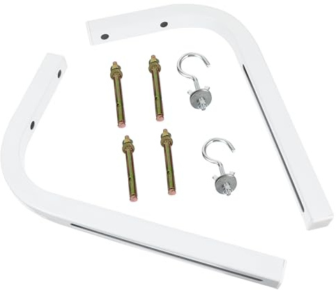 2pcs Iron Projector Screen L Brackets Wall Mount Hooks White | Adjustable Extension Hanger Set, Secure Drywall Mounting, for Corners and Manual Screens