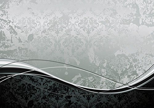 wandmotiv24 Fototapete Muster Barock Effekt, XL 350 x 245 cm - 7 Teile, Wanddeko, Wandbild, Wandtapete, Linien, geschwungen, kontrast M0308