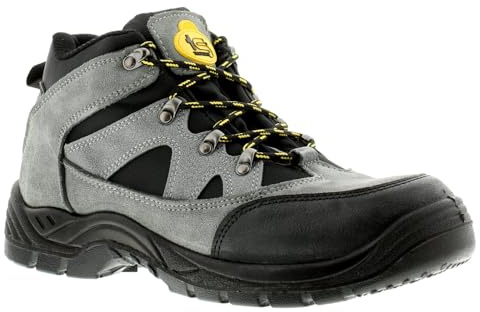 Tradesafe Graham 2 Steel Toe Cap Shoes - Grey Safety Boots For Men & Women, Comfortable, Lightweight & Non Slip Work Shoes with Durable Construction, Lace Up Boots Women & Men Grey 10 UK
