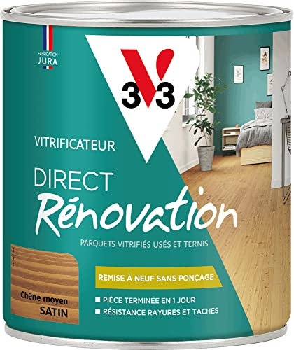 V33 Vitrificateur parquets, Direct Rénovation, Chêne moyen Satin 0,75L