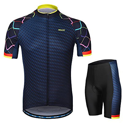 Lixada Herren Radtrikot Set, Atmungsaktiv Quick-Dry Kurzarm Radsport-Shirt + Gel Gepolsterte Shorts