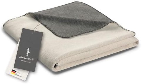biederlack® samtig-weiche Kuscheldecke aus Baumwolle und Polyacryl I Made in Germany I Öko-Tex I nachhaltig produziert I Wohndecke Double Optic in hellgrau-grau I Sofa-Decke in 150x200 cm