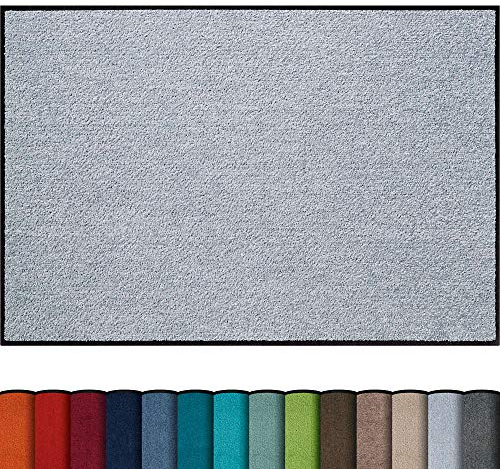 Erwin Müller Fußmatte Mainz, Schmutzfangmatte, Sauberlaufmatte uni hellgrau Größe 50x75 cm - rutschfest, pflegeleicht, für Fußbodenheizung geeignet (weitere Farben, Größen)