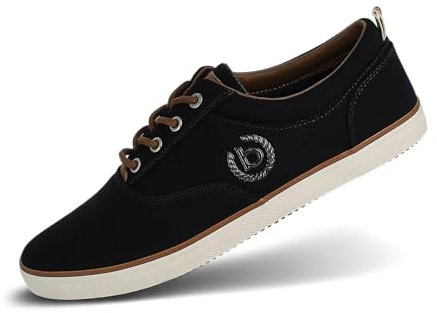bugatti Canvas Sneaker aus Baumwolle, Low-Top-Leinenschuh mit robuster Gummisohle, Blau, 43 EU