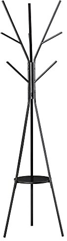 HOMCOM Porte-manteau trépied design contemporain branches étagère + 9 patères dim. 45L x 45l x 180H cm métal noir