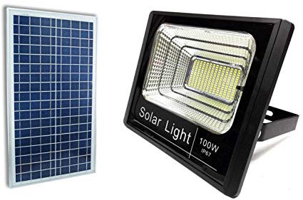 TEMPO DI SALDI Faro A Led Da 100W SMD Luce Bianca Con Pannello Solare, Sensore + Telecomando