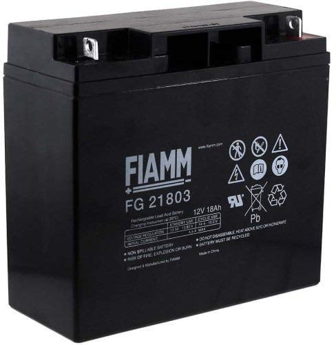 Fiamm Batteria Serie FG 12V Alimentazione di emergenza UPS Collegamento Faston 187 piatta di 4,8 mm (FG21803 Amperaggio 18 Ah)