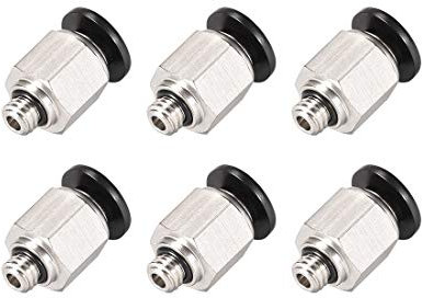 uxcell Gerade, pneumatische Push-to-Quick-Connect-Armaturen, M6-Stecker x 6 mm, Außendurchmesser, silberfarben, 6 Stück