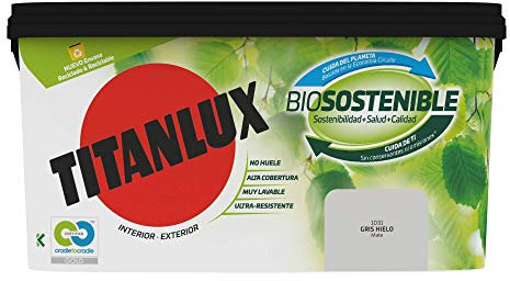 Titanlux Biosostenible pintura para paredes Gris Hielo 4L