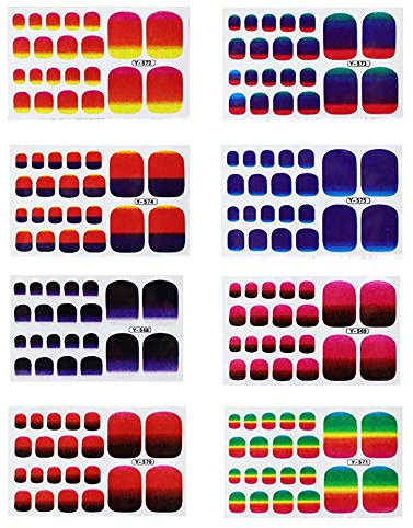 8 Sheets Nails Polish Stickers Self Adhesive Toenail Nail Wraps Sticker Wearable Fashion Long Lasting