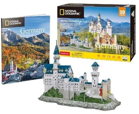 Cubic Fun Puzzle 3D National Geographic Schloss Neuschwanstein, BAU, Architektur, Familienspiel, Kreativspiel, für Kinder, 8+