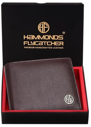 Hammonds Flycatcher Portafoglio da uomo in pelle premium con protezione RFID, Sequoia Marrone, Classico