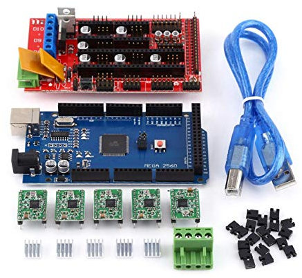 Kit stampante 3D, Kit RAMPS 1.4 con LCD- Controller stampante 3D + R3 + A4988 con dissipatore USB Calbe Jumper Kit