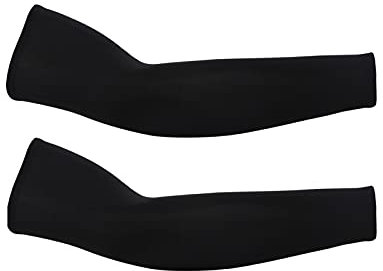 YSLJW Mangas Brazo, Enfriamiento De Protección Manga Protectora Solar para Mujer Hombre Manguitos Ciclismo (38x12.5cm,Negro)