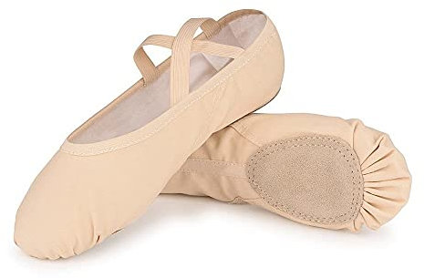 boruizhen Chaussures de Danse Fille Semelle Scindée Demi Pointe Danse Classique Canvas Chausson Ballet Fille Femme Beige 35 EU