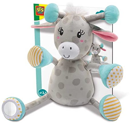 SES Creative 13118 - Sally Sensory Giraffe, Sensorisches Kuscheltier für Babys ab 3 Monate