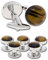 Set Manschettenknöpfe und Ohrstecker silberfarben Tigerauge