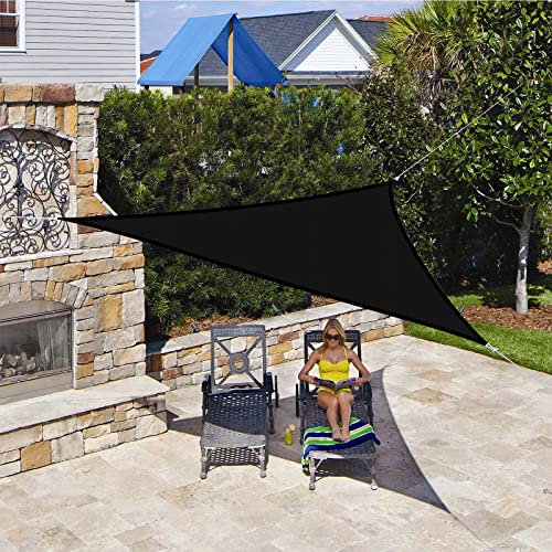 Toldo Vela Impermeable Exterior Terraza, Triangular Rectángulo 3x4x5m, Toldos Velas de Sombra para Patio Jardin, Tela Oxford Resistente, 95% Protección Rayos UV, para Jardim Pérgola - Negro
