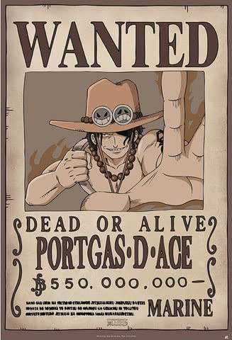 empireposter One Piece - Wanted Ace - Manga Anime Poster Grösse 61x91,5 cm + 1 Packung Powerstrips® - Inhalt 20 Stück