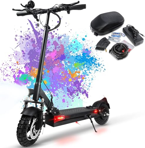 JOYOR Monopattino Elettrico Adulti, 500W Motore 55-75KM 48V 18AH, Carico 120kg, Doppi ammortizzatori e freni a disco anteriori e posteriori ,(azionati a chiave) con indicatori di direzione