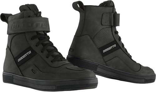 Bogotto Denton perforierte wasserdichte Motorrad Schuhe, schwarz, 47