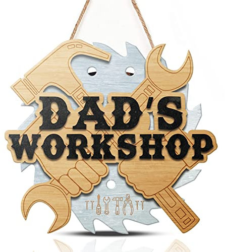 TOARTi Dad's Workshop Holzschild als Vatertagsgeschenk, Vintage-Garage-Wandschild für Papa, lustige Heimreparatur, Holzdekorationen