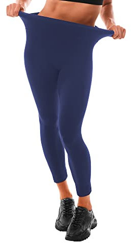 Leafigure Leggings Damen High Waist - Leggins Blickdicht Marineblau für Sport Gym Yoga L-XL