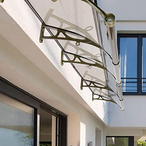 CENAP Vordach für Vordertür, Garten-Markise, gewölbte Türmarkise aus Aluminium, transparente Massive Polycarbonat-Folie für den Außenbereich, Fenster-Markisenschutz, Regenschutz, Terrassenüberdach