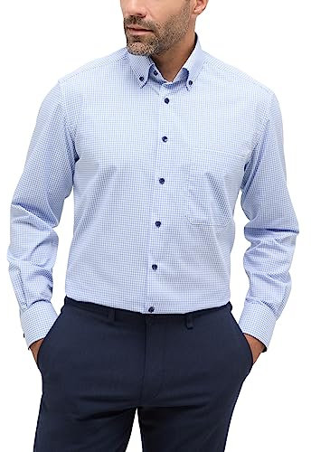 ETERNA Comfort Fit Hemd Langarm Button Down Kragen Karo hellblau Größe 54