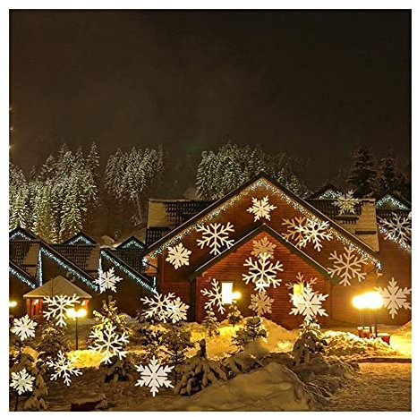 SAKEMA Projecteur Solaire LED Flocon de Neige IP65, Lampe d'extérieur Mobile, projecteur Disco, for Nouvel an, fête de noël, Mariage, décoration 9.23 (Color : White)