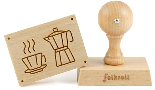 Folkroll Motiv-Keksstempel Moka Express, 70x50 mm, Cookiestempel, Backstempel, Keks, Stempel, Buchenholz, 892707