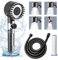 Duschkopf Wassersparend, Visuelle Massage-Dusche mit Schlauch (1.5M) & 2 Filtern, Duschkopf mit Massagekopf, 4 Modi Handbrause Abnehmbare Dusche Mit einer Ersatzfilterpatrone, Grau