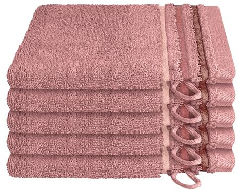 Schiesser Frottier Waschhandschuh Skyline Color im 5er Set | 100% Baumwolle aus nachhaltiger Produktion | saugstark, weich, farbecht | 16x22cm | Altrosa