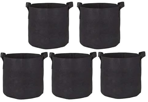 Lot de 5 sacs de culture en tissu non tissé respirant pour plantes d'intérieur cultivées à l'intérieur de la tente | Pots de fleurs en tissu pour jardinières de légumes et de fruits (39 litres)