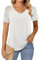 Beluring Ladies Tops for Women Summer Short Sleeve Tunics Loose Blouse, White Size 12-14