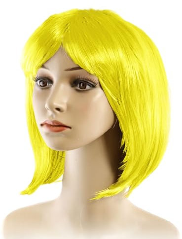 Perücke Bob für Party Cosplay Karneval Halloween Multipack cond.5700 (Gelb, 1 Stück)