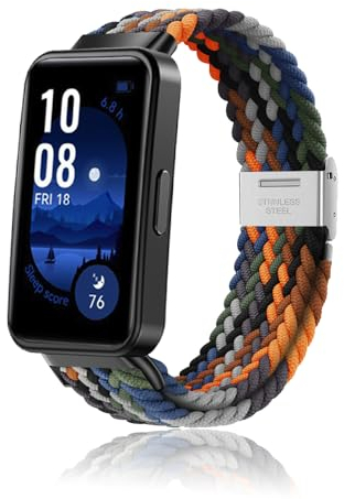 MiRowy Armband Kompatibel mit Huawei Band 10/Huawei Band 9 Armbänder, Elastisch Geflochtene Ersatzarmbänder, Soft Nylon Sport Uhrenarmband für Huawei Band 8, Tarnung Bunt